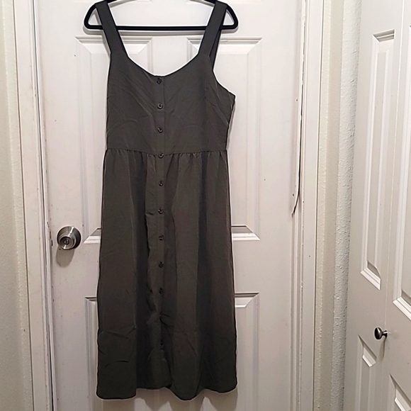 NICOLE MILLER  WOMEN'S OLIVE GREEN SLEEVELESS MIDI DRESS SIZE  12 - Picture 1 of 7